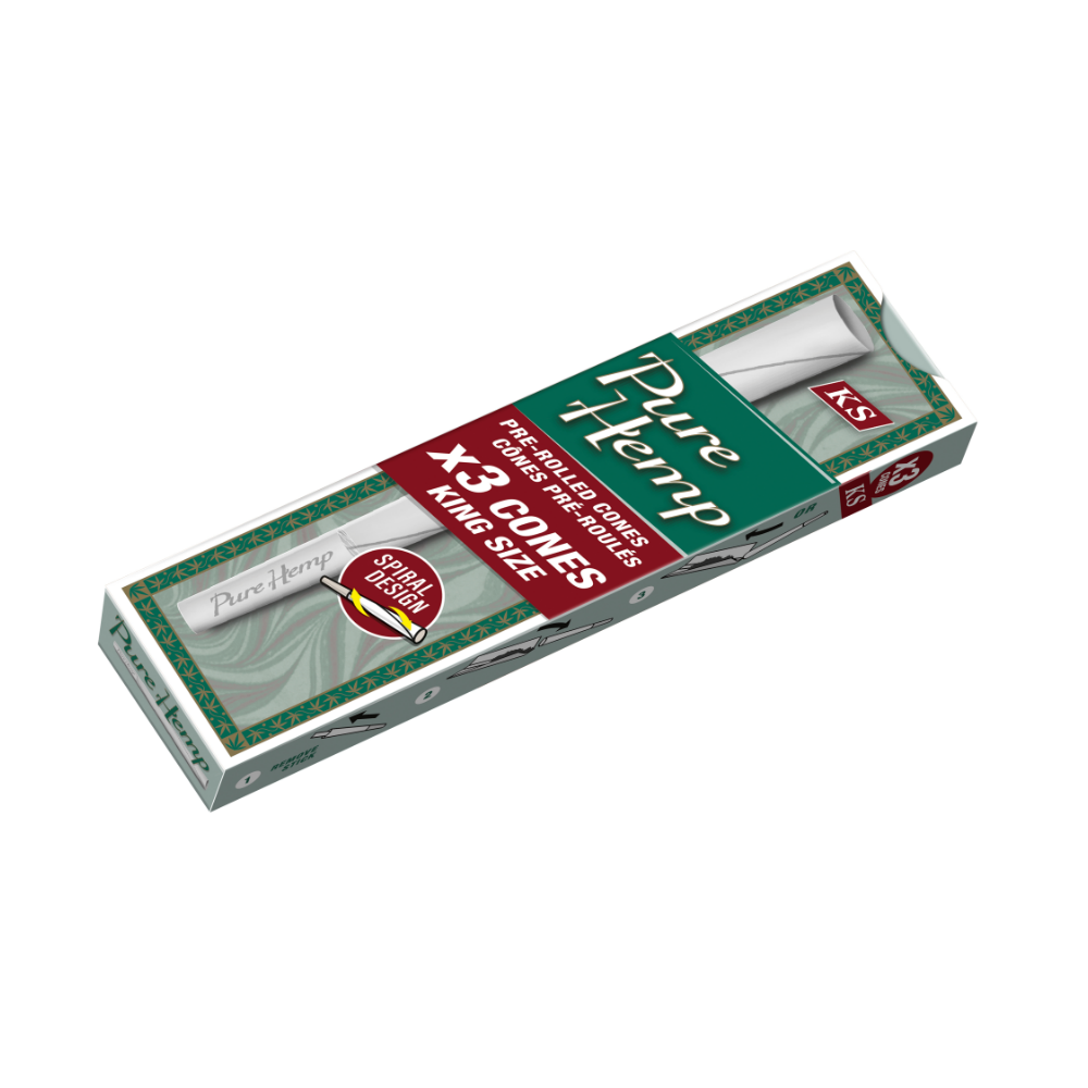 Pure Hemp Cones - White - King Size x 3