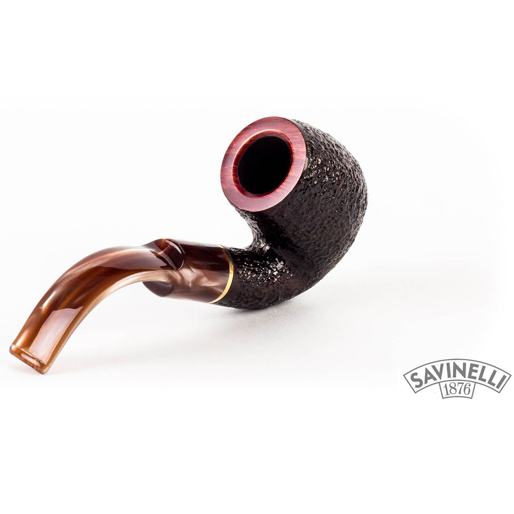 Savinelli Roma Lucite 614 Rustic Billiard Bent 6mm Fishtail Pipe