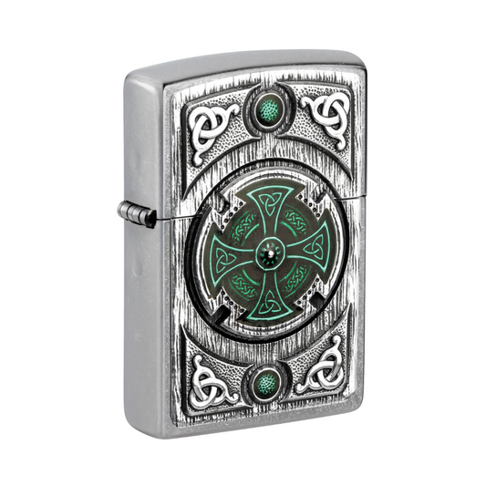 Zippo Lighter - Celtic Green Cross