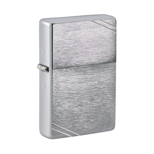 Zippo Lighter - Brushed Chrome Vintage with Slashes