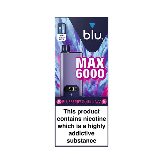 Blu MAX 6000 Blueberry Sour Razz Device and Pod+Refill