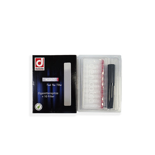 Denicotea Cigarette Holder + 10 x 8mm Filters- Black