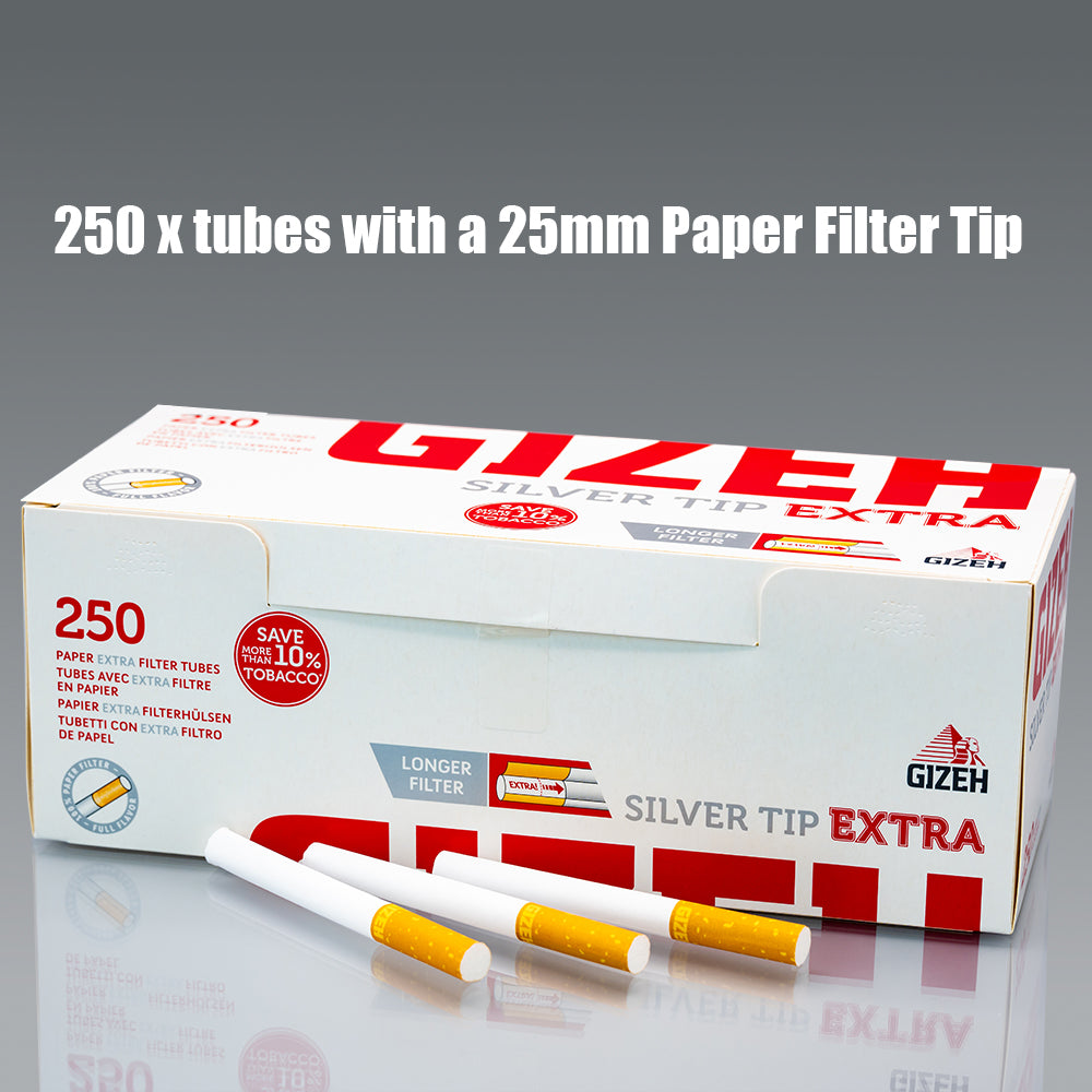 Gizeh PAPER Filter Tubes Silver Tip Extra 250's | Buy Online | Bull Brand