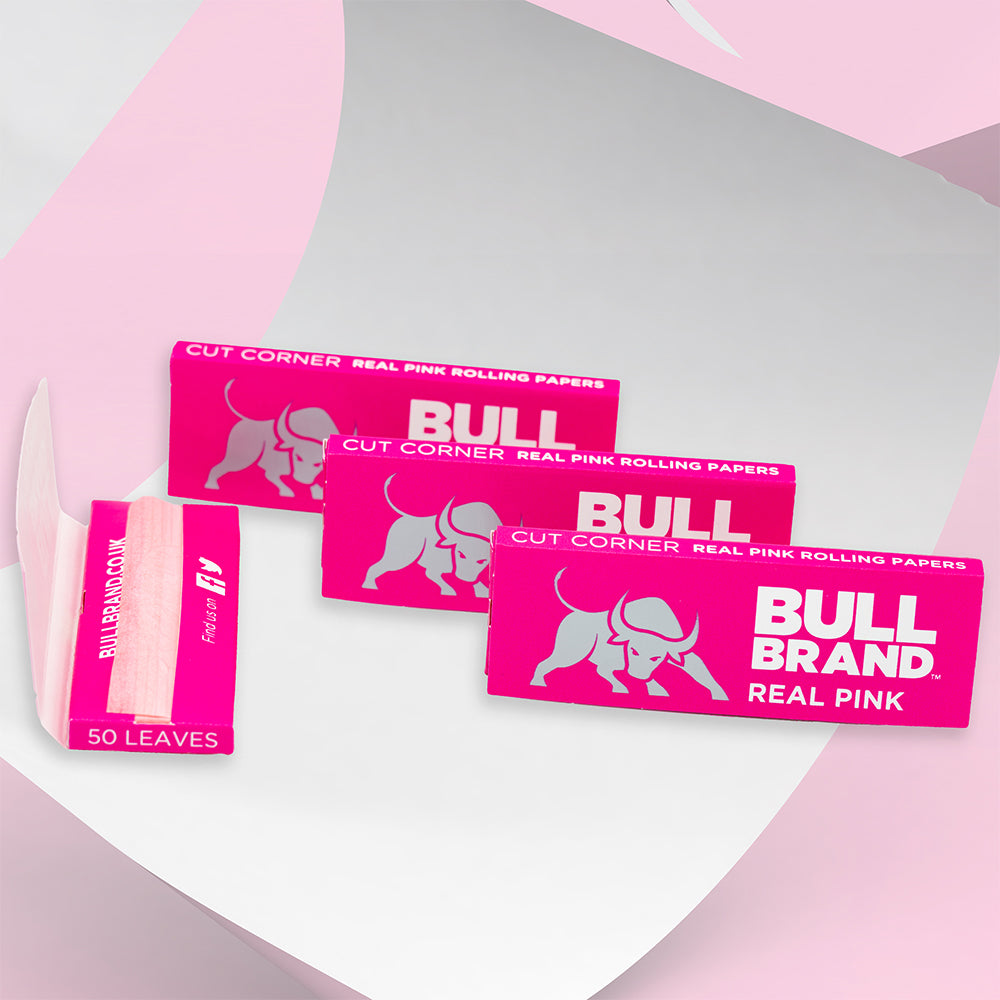 Bull Brand Cut Corner Real Pink Rolling Papers 3 Pack