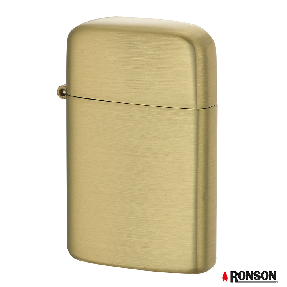 Ronson Typhoon Brass Antique Flint Oil Lighter (R301002)
