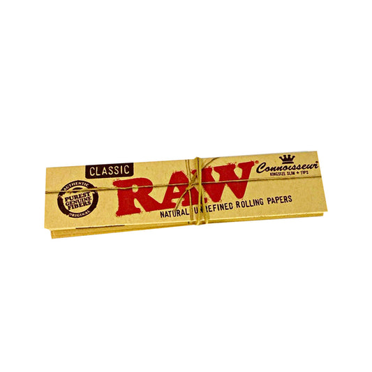 Raw Classic and Natural Kingsize Slim Rolling Paper Plus Tips